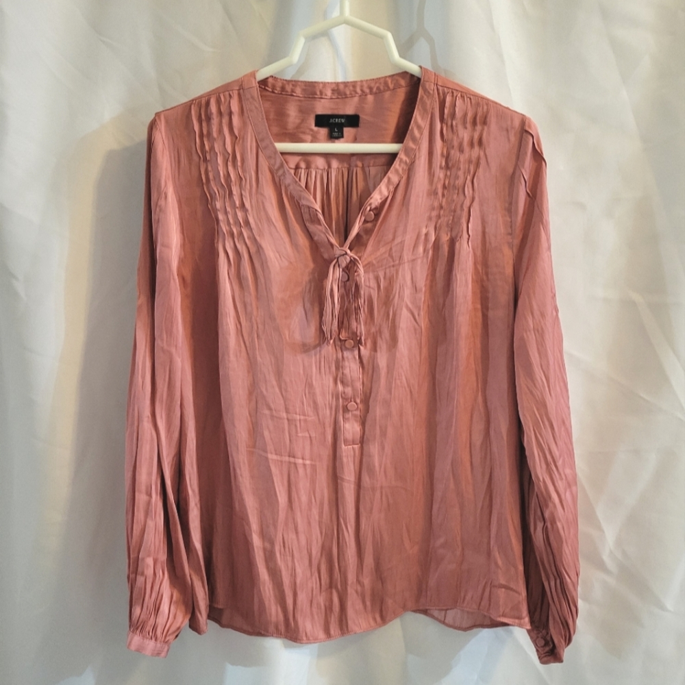 J. Crew Long Sleeve Front Half Button Blouse Size L